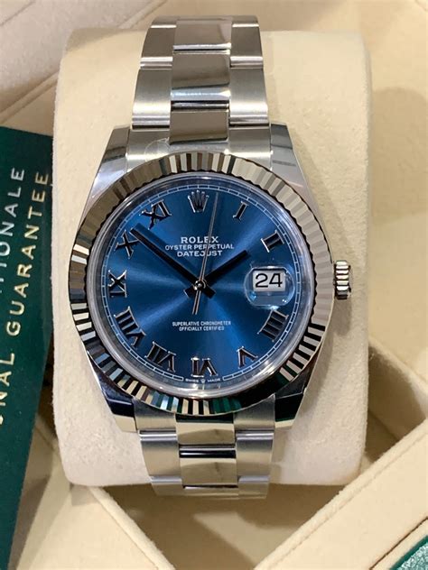 rolex 41 mm datejust blue dial|Rolex Datejust blue face 41mm.